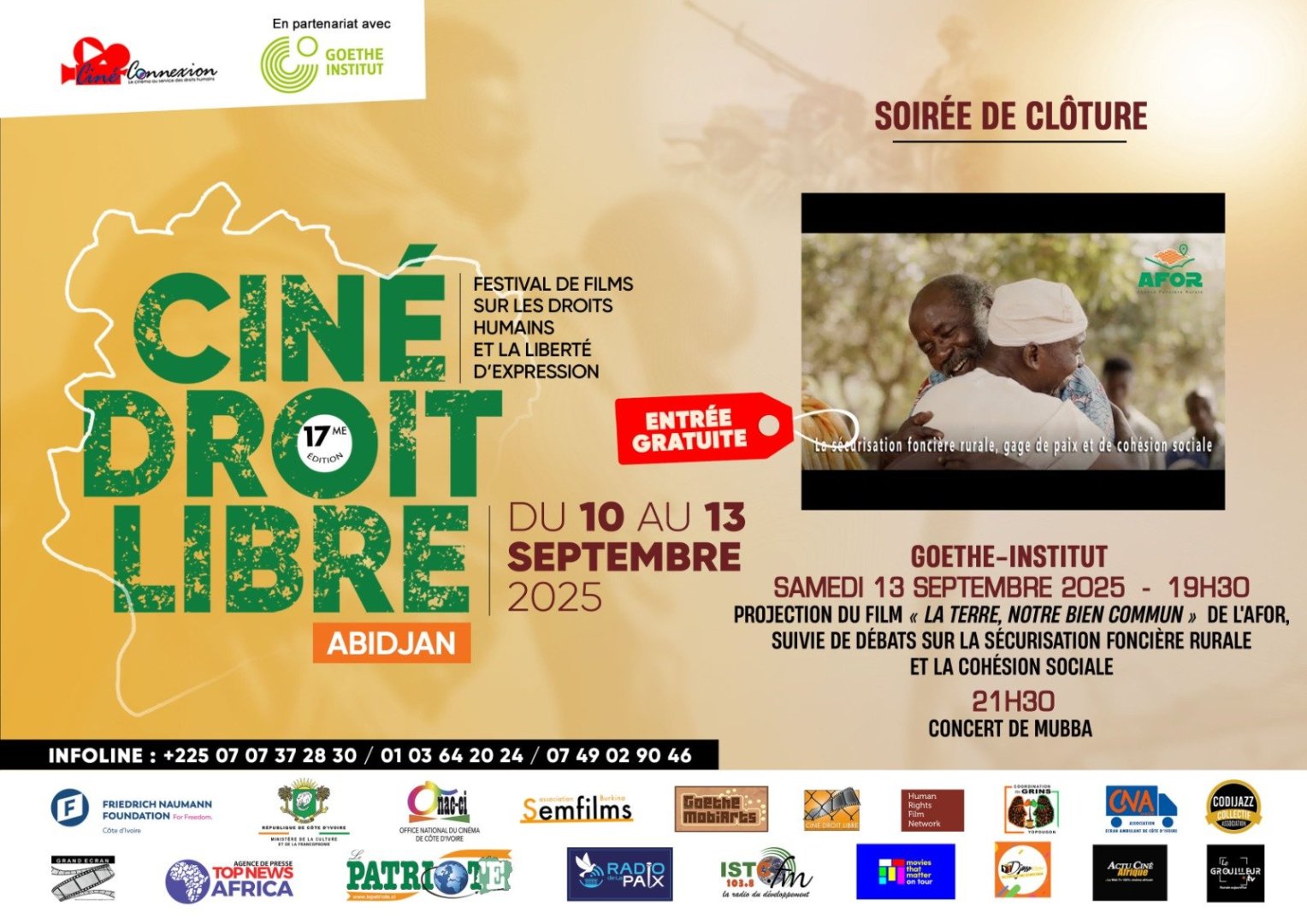 Ciné Droit Libre : un plaidoyer citoyen pour la paix à l’approche de la présidentielle ivoirienne